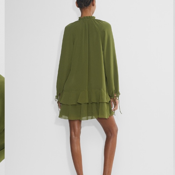 NEW Aritzia Wilfred Olive Green Ruffle Dress, M - Picture 12 of 13